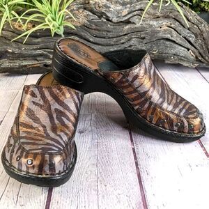 Born Majesty Zebra Striped Leather Studded Clog